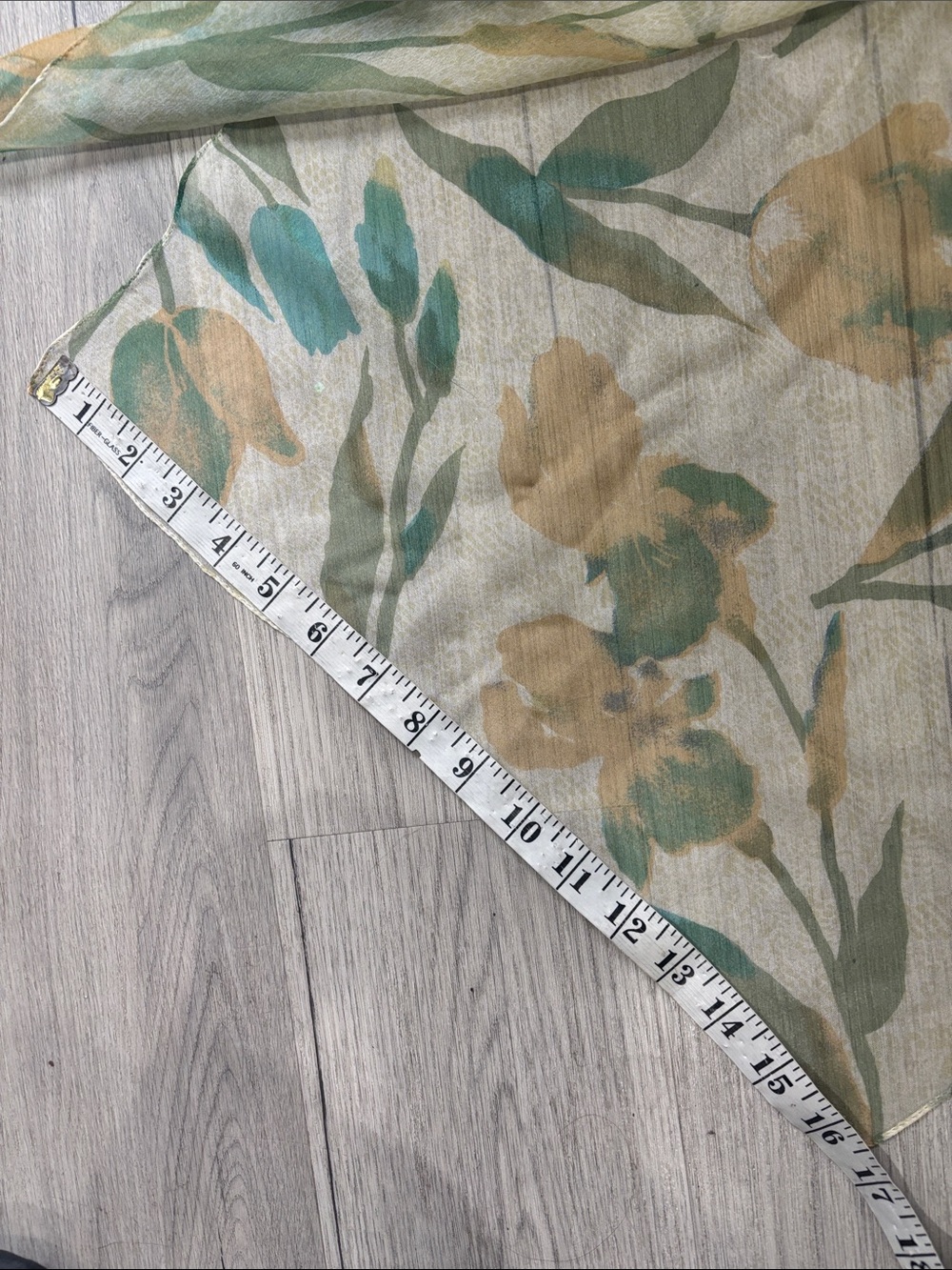 Sheer Floral Scarf in Green and Tan - Lightweight Women's Wrap - Picture 2 of 4
